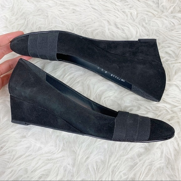 STUART WEITZMAN Suede Wedge Heel Round Toe 8.5 Narrow - Picture 5 of 11